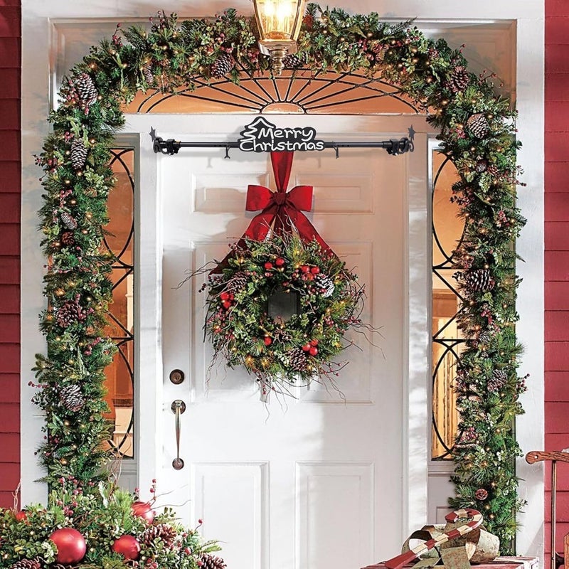 Ridota Christmas Garland Hanger for Front Door Adjustable 34-48 Inch, Over The Door No Drill Garland Holder with Heavy Duty 22lb Capacity, Includes Merry Christmas Sign for Outdoor Holiday Decor - Image 5